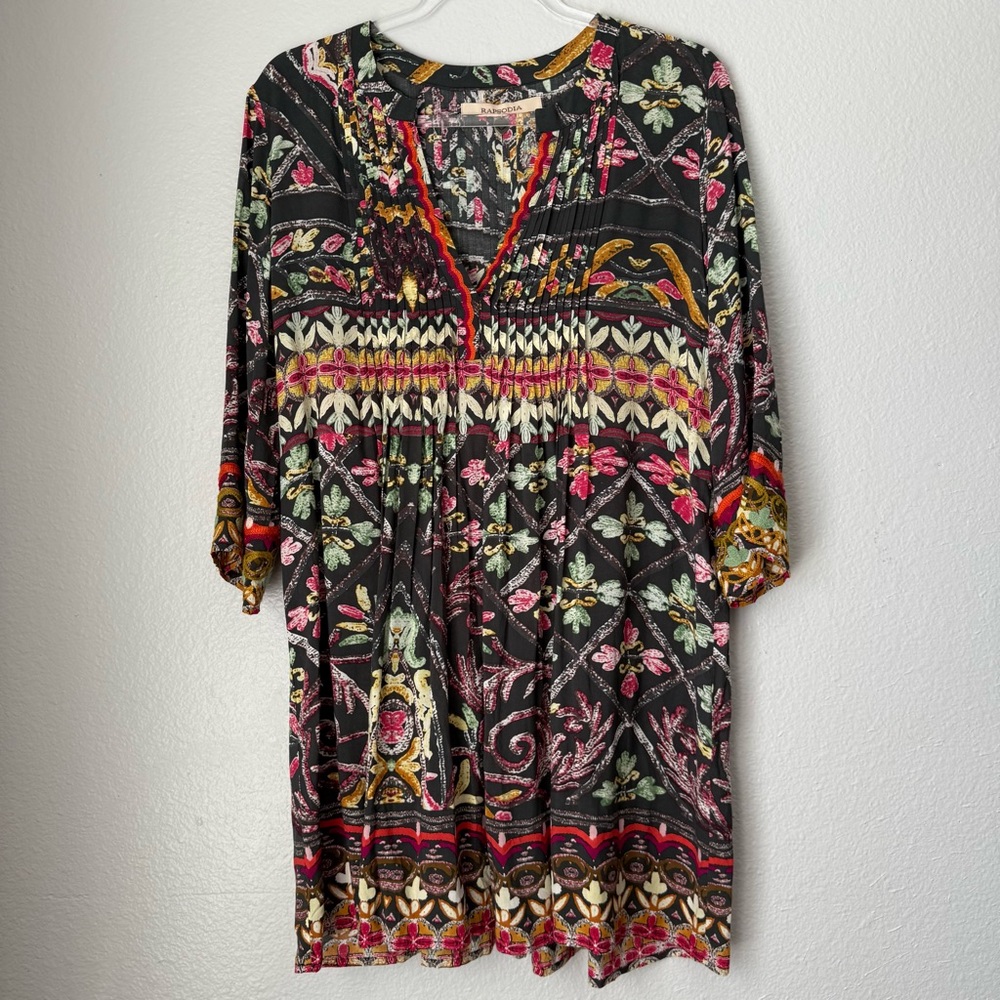 RAPSODIA Embroidered multicolored Dress Boho Bohemian eclectic aesthetic Small